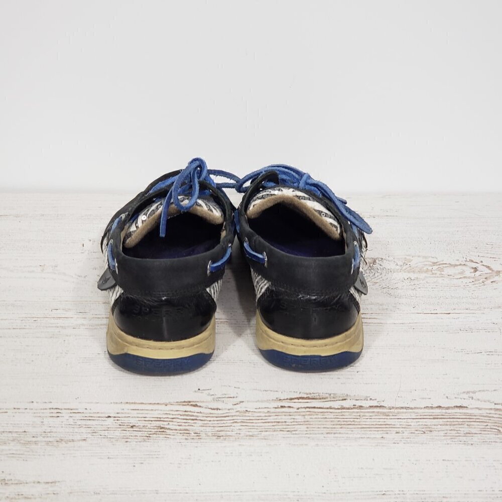 Sperry Top-sider  Leather Boat Shoes  Women's Size 9   Blue Zebra Print - Picture 6 of 8